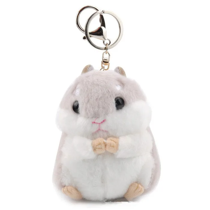 Fashion Cute Cartoon Animal Plush Hamster Toys Key Chain Ring Woman Faux Rabbit Fur Pom Pom Keychain Bauble Plush Mouse Dolls (10)