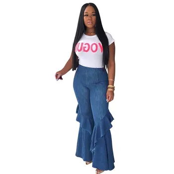 2019 Fashion Flare Jeans Pants Women Retro Wide Leg Pants Ruffle Trousers Female High Waist Denim Ladies Bodycon
2019 Fashion Flare Jeans Pants Women Retro Wide Leg Pants Ruffle Trousers Female High Waist Denim Ladies Bodycon