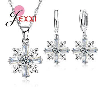 Winter Fashion Clear Crystal Snowflake Women Necklace Earrings Jewelry Set Beautiful Christmas Celebration Gifts Free Ship
Winter Fashion Clear Crystal Snowflake Women Necklace Earrings Jewelry Set Beautiful Christmas Celebration Gifts Free Ship