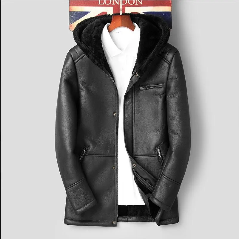 New arrival Winter Men's Medium Long Genuine Leather Jacket High quality sheep skin mens Jacket Fur one Hooded male leather coat
New arrival Winter Men's Medium Long Genuine Leather Jacket High quality sheep skin mens Jacket Fur one Hooded male leather coat