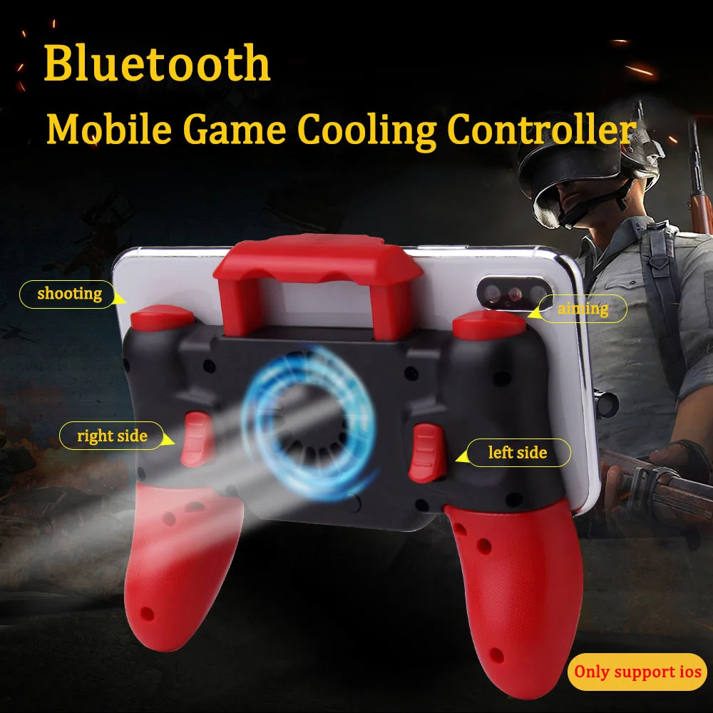 PUBG Bluetooth mobile phone gamepad controller with cooling fan for ios game controller iphone mobile phone game fire button
PUBG Bluetooth mobile phone gamepad controller with cooling fan for ios game controller iphone mobile phone game fire button
