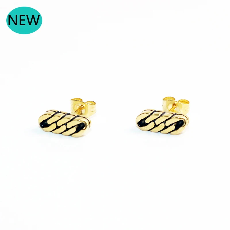 Women Gold Stud Earrings Wedding Elegant Stainless Steel Men Chain Gold color Earring Vintage jewelry Valentine's Day GiftVE109
Women Gold Stud Earrings Wedding Elegant Stainless Steel Men Chain Gold color Earring Vintage jewelry Valentine's Day GiftVE109