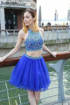 Blue Two Pieces Short Graduation Dresses 2019 Halter Tulle Skirts Prom Party Gowns Mini Crystal Homecoming Dresses
Blue Two Pieces Short Graduation Dresses 2019 Halter Tulle Skirts Prom Party Gowns Mini Crystal Homecoming Dresses