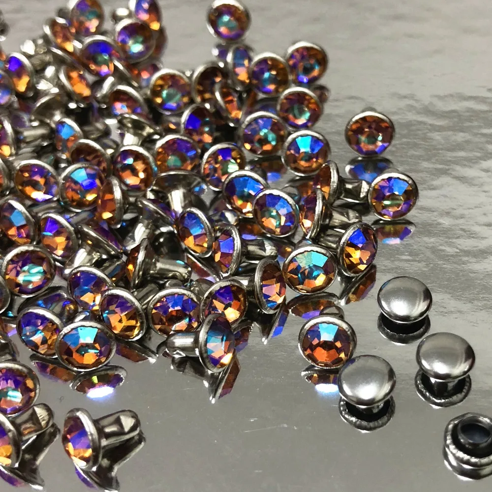 6MM 50Set CZ++ Champagne AB Crystal AB Plated Rapid Rivets Silver Plated Studs Assorted Cabochon Rivets Fit for Leather-Craft
6MM 50Set CZ++ Champagne AB Crystal AB Plated Rapid Rivets Silver Plated Studs Assorted Cabochon Rivets Fit for Leather-Craft