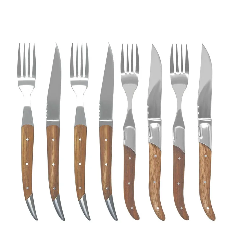 LMETJMA Steak Knife and Fork Set Heavy Duty Stainless Steel Dinner Knife Fork With Wood Handle Kitchen Dinnerware Sets KC0237
LMETJMA Steak Knife and Fork Set Heavy Duty Stainless Steel Dinner Knife Fork With Wood Handle Kitchen Dinnerware Sets KC0237