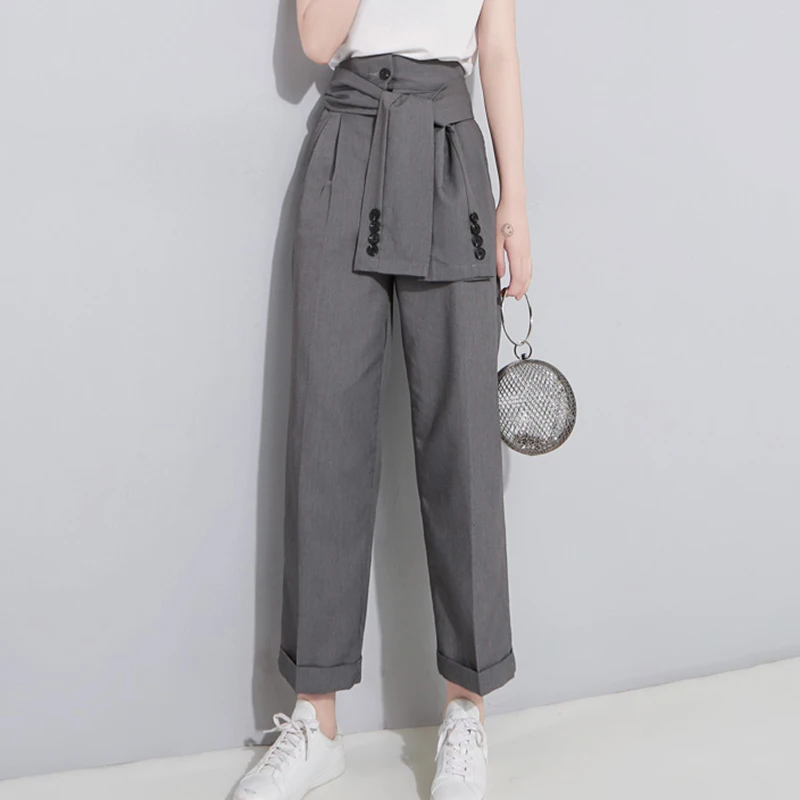SHENGPALAE 2019 Spring High Waist Lace Up Black Slim Temperament Tide Trend Fashion New Women's Wild Casual Wide Leg Pants LA462
SHENGPALAE 2019 Spring High Waist Lace Up Black Slim Temperament Tide Trend Fashion New Women's Wild Casual Wide Leg Pants LA462