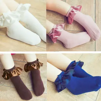 

Cute Baby Lace Sock Girls Tiny Newborn Knitted Cotton Blend Ankle Socks Ruffle casual Lace Tassel Socks