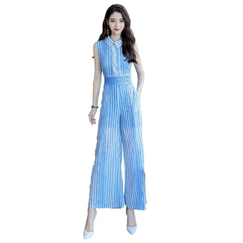 Women Summer High Fashion Turn Down Collar Sleeveless Striped Lace Romper Female Slim Elegant Office Bodysuit Ladies Jumpsuit
Women Summer High Fashion Turn Down Collar Sleeveless Striped Lace Romper Female Slim Elegant Office Bodysuit Ladies Jumpsuit