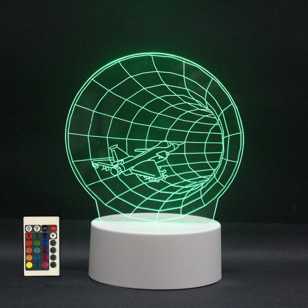 

3D LED Night Lights Plane Time Tunnel 7 Colors Change Touch Switch Hologram Atmosphere Novelty Lamp for Home Decor Visual Gift