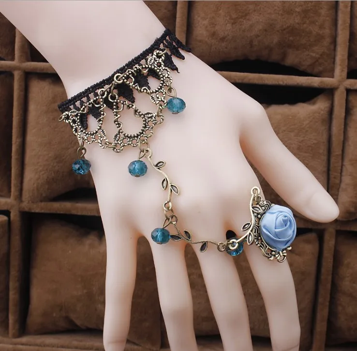 Gothic Bracelet Black Lace Finger Hand Chain Harness Women Bracelet Metal Crystal Charm Steampunk Lady Vintage Jewelry
Gothic Bracelet Black Lace Finger Hand Chain Harness Women Bracelet Metal Crystal Charm Steampunk Lady Vintage Jewelry