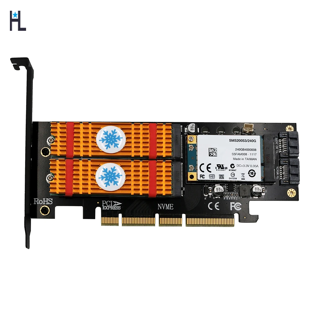 Upgrade Version 3 in 1 Msata and M.2 NGFF NVME SATA SSD to PCI-E 4X and SATA3 Adapter with Heatsink
Upgrade Version 3 in 1 Msata and M.2 NGFF NVME SATA SSD to PCI-E 4X and SATA3 Adapter with Heatsink