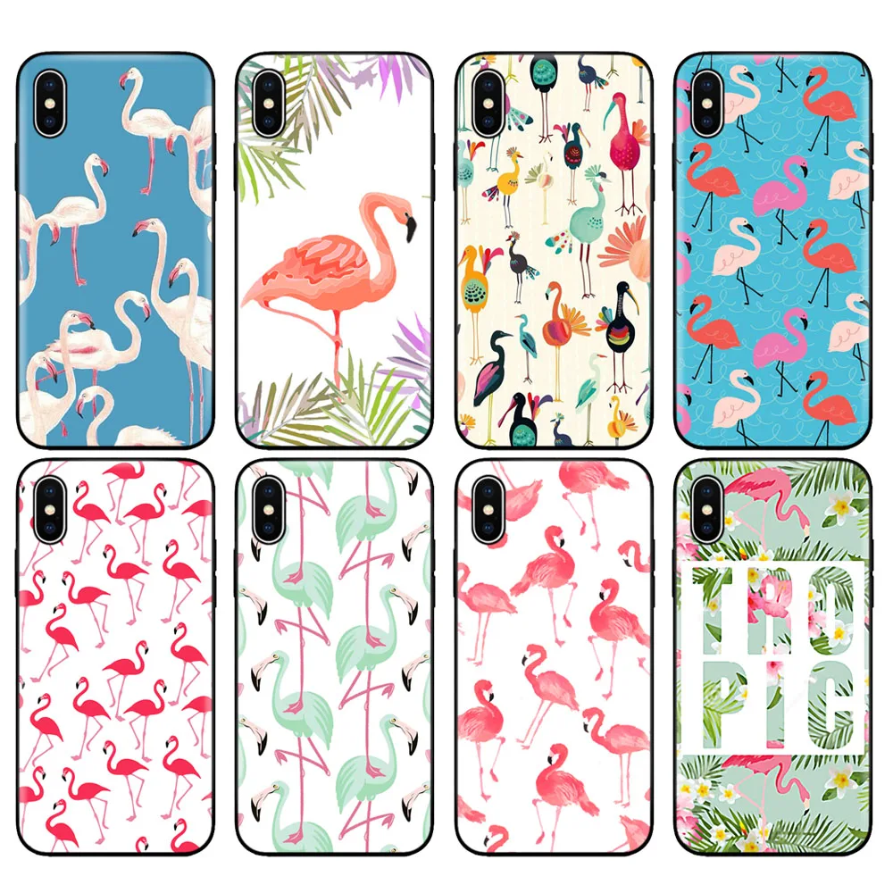 Black tpu case for iphone 5 5s se 6 6s 7 8 plus x 10 silicone cover XR XS 11 pro MAX Lips Flamingo | Мобильные телефоны и