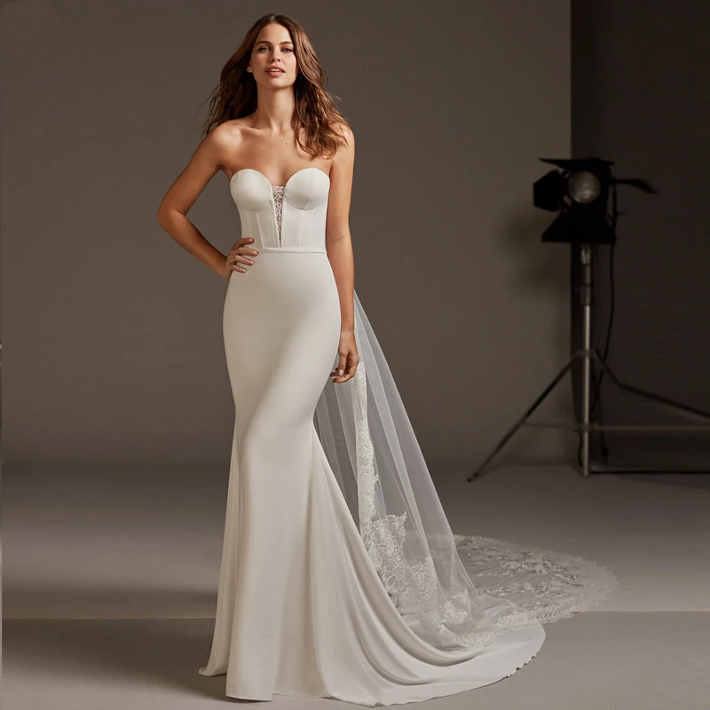 Verngo Soft Stain Mermaid Wedding Dress Elegant Wedding Gowns Sexy Strapless Backless Bride Dress Vestidos De Novia 2019
Verngo Soft Stain Mermaid Wedding Dress Elegant Wedding Gowns Sexy Strapless Backless Bride Dress Vestidos De Novia 2019