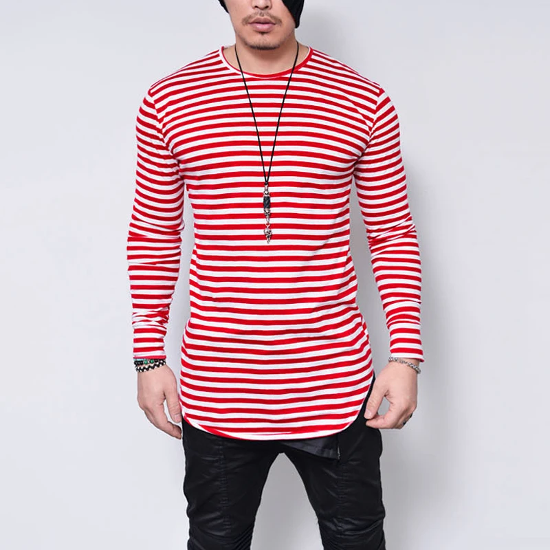 2019 Spring Striped Men T-Shirt Fashion Long Sleeve High Elastic Casual Streetwear Irregular Male Slim 4XL 5XL Oversize Clothing
2019 Spring Striped Men T-Shirt Fashion Long Sleeve High Elastic Casual Streetwear Irregular Male Slim 4XL 5XL Oversize Clothing
