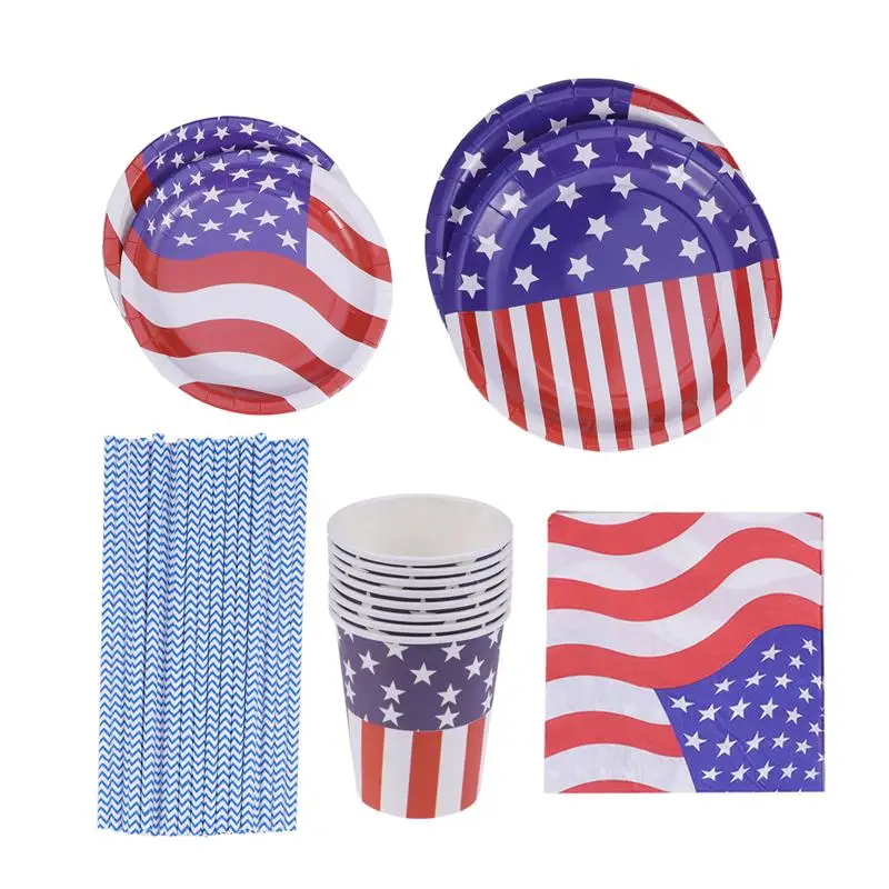 69pcs American Flag Print Paper Plate Water Cup Napkin Straw Party Set for Independence Day Birthday Festival Party Banquet
69pcs American Flag Print Paper Plate Water Cup Napkin Straw Party Set for Independence Day Birthday Festival Party Banquet