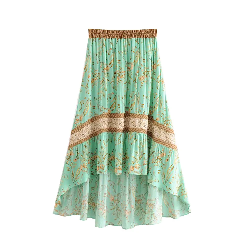 GYPSY Boho Chic Summer Vintage Floral Print Asymmetrical Skirt Women Fashion Elastic Waist Pleated Beach Skirts Faldas Mujer 
GYPSY Boho Chic Summer Vintage Floral Print Asymmetrical Skirt Women Fashion Elastic Waist Pleated Beach Skirts Faldas Mujer