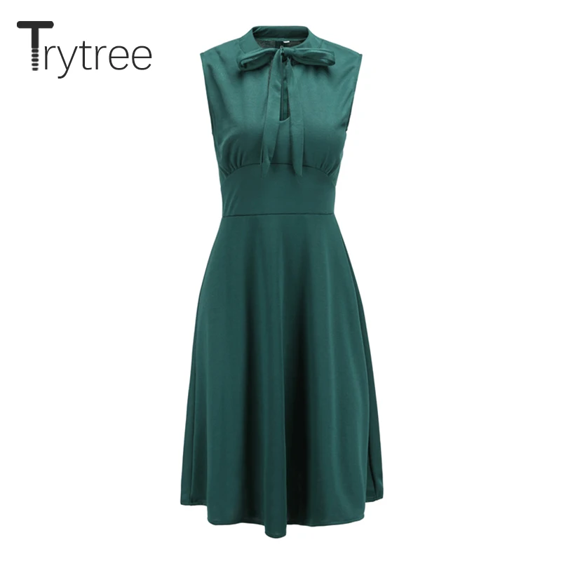 Trytree Summer Autumn Dress Casual Solid Women Sleeveless Bow Collar Elastic dresses Zipper Knee-Length A-line Office Lady Dress
Trytree Summer Autumn Dress Casual Solid Women Sleeveless Bow Collar Elastic dresses Zipper Knee-Length A-line Office Lady Dress