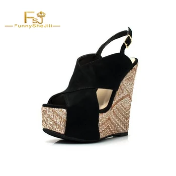 Women's Black Slingback Peep Toe Straps Wedge Sandals Woman Shoes Pumps Cross-tied Pink Buckle Strap Peep Toe Fashion FSJ
Women's Black Slingback Peep Toe Straps Wedge Sandals Woman Shoes Pumps Cross-tied Pink Buckle Strap Peep Toe Fashion FSJ