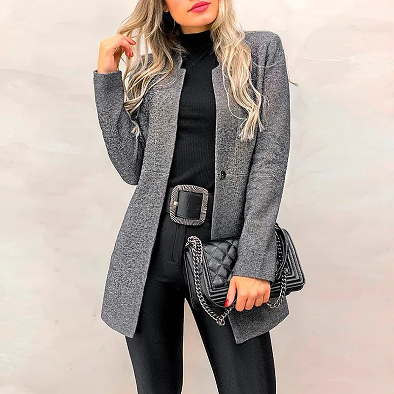 Fashion Solid Color Blazer Women Long Sleeve Autumn Winter Suit Coat Jacket Office Lady Business Cardigan Blazers Female 2019
Fashion Solid Color Blazer Women Long Sleeve Autumn Winter Suit Coat Jacket Office Lady Business Cardigan Blazers Female 2019