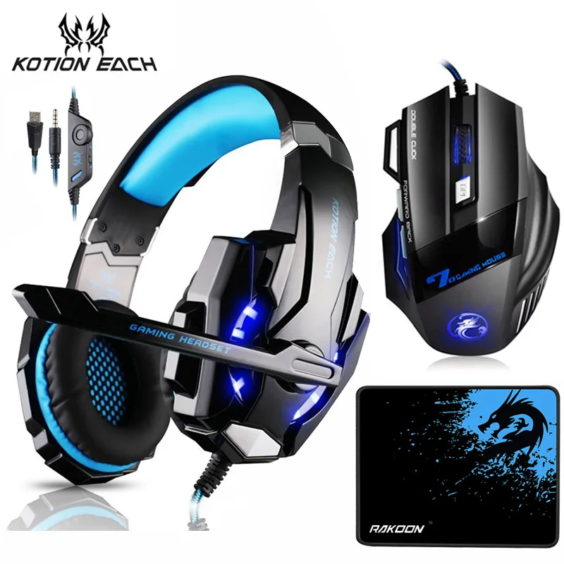 KOTION EACH Stereo Gaming Headset Deep Bass Headphones with Mic LED Light+7 Buttons 5500 DPI Gaming Mouse Mice+ Game Mouse Pad
KOTION EACH Stereo Gaming Headset Deep Bass Headphones with Mic LED Light+7 Buttons 5500 DPI Gaming Mouse Mice+ Game Mouse Pad