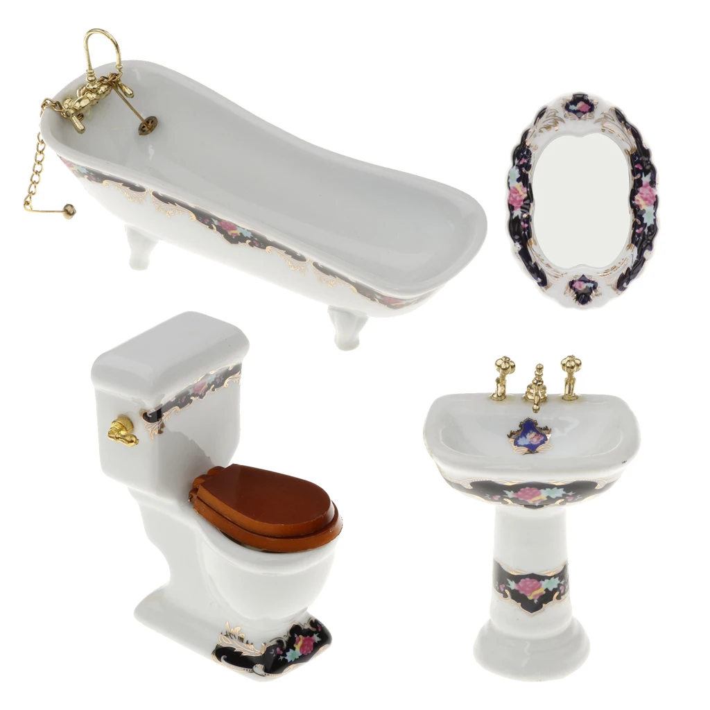 4Pcs Dollhouse Miniature Ceramic Bathroom Bathtub Toilet Basin Brush Stand Mirror Suitable For 1/12 Dollhouse
4Pcs Dollhouse Miniature Ceramic Bathroom Bathtub Toilet Basin Brush Stand Mirror Suitable For 1/12 Dollhouse