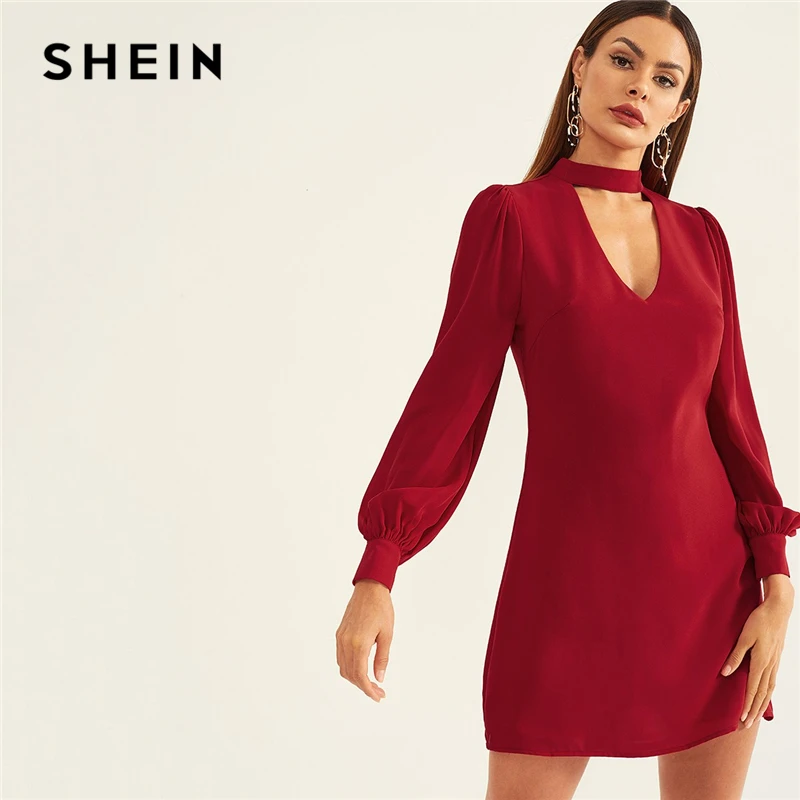 SHEIN Burgundy Choker Neck Sheath Short Party Dress 2019 Women Plain Spring Long Sleeve Slim Highstreet Elegant Dresses
SHEIN Burgundy Choker Neck Sheath Short Party Dress 2019 Women Plain Spring Long Sleeve Slim Highstreet Elegant Dresses