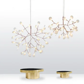 Nordic Post-modern Brushed Golden / Black Painted Firefly Branch Pendant Light with Acrylic Leaf Lampshade LED Droplight
Nordic Post-modern Brushed Golden / Black Painted Firefly Branch Pendant Light with Acrylic Leaf Lampshade LED Droplight