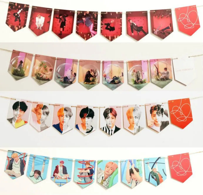 8pcs/set Creative bangtan boys hanging Flag waterproof picture wall painting Bangtan boys LOVE YOURSELF album stationery set
8pcs/set Creative bangtan boys hanging Flag waterproof picture wall painting Bangtan boys LOVE YOURSELF album stationery set