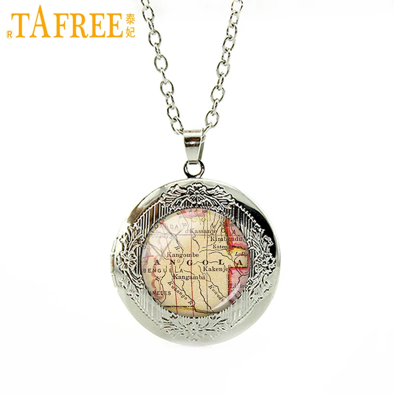 TAFREE Angola Place Necklace old world the South Africa map locket Art glass round dome Vintage Antique accessories jewelry H555
TAFREE Angola Place Necklace old world the South Africa map locket Art glass round dome Vintage Antique accessories jewelry H555
