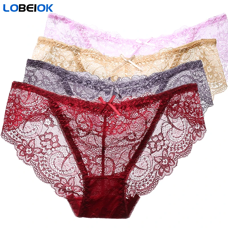 LOBEIOK Women's Sexy Full Lace Panties 4 PCS/ lot Underwear High Quality Transparent Floral Bow Soft Briefs Sexy Lingerie M L XL
LOBEIOK Women's Sexy Full Lace Panties 4 PCS/ lot Underwear High Quality Transparent Floral Bow Soft Briefs Sexy Lingerie M L XL
