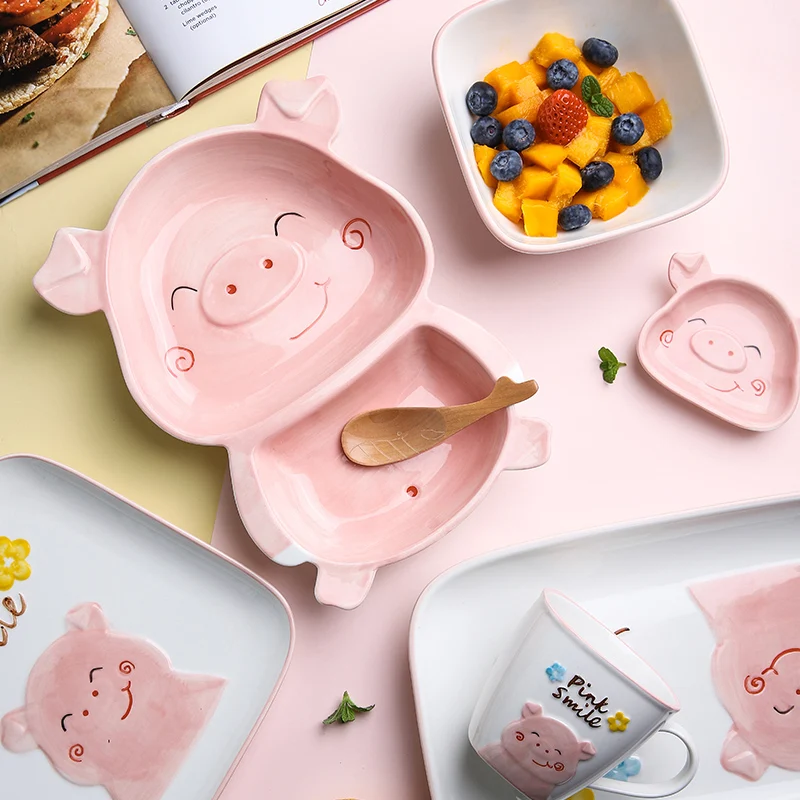 Creative Ceramic Cutlery Set Cartoon Small Powder Pig Plate Small Bowl Cup Children's Best Cutlery Set
Creative Ceramic Cutlery Set Cartoon Small Powder Pig Plate Small Bowl Cup Children's Best Cutlery Set