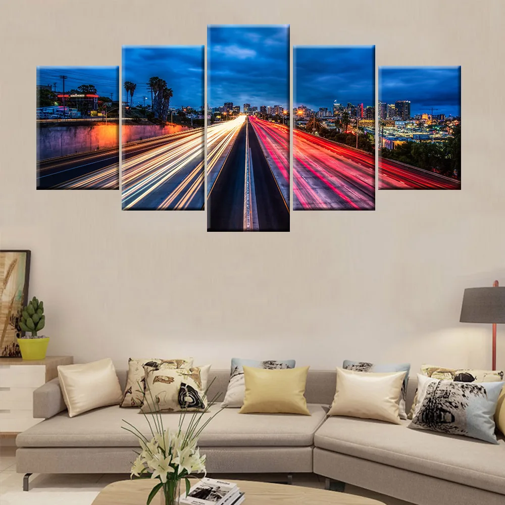 Modular 5 Panel Road Light Painting Living Room Modern Wall Home Decor Art HD Print Painting
Modular 5 Panel Road Light Painting Living Room Modern Wall Home Decor Art HD Print Painting