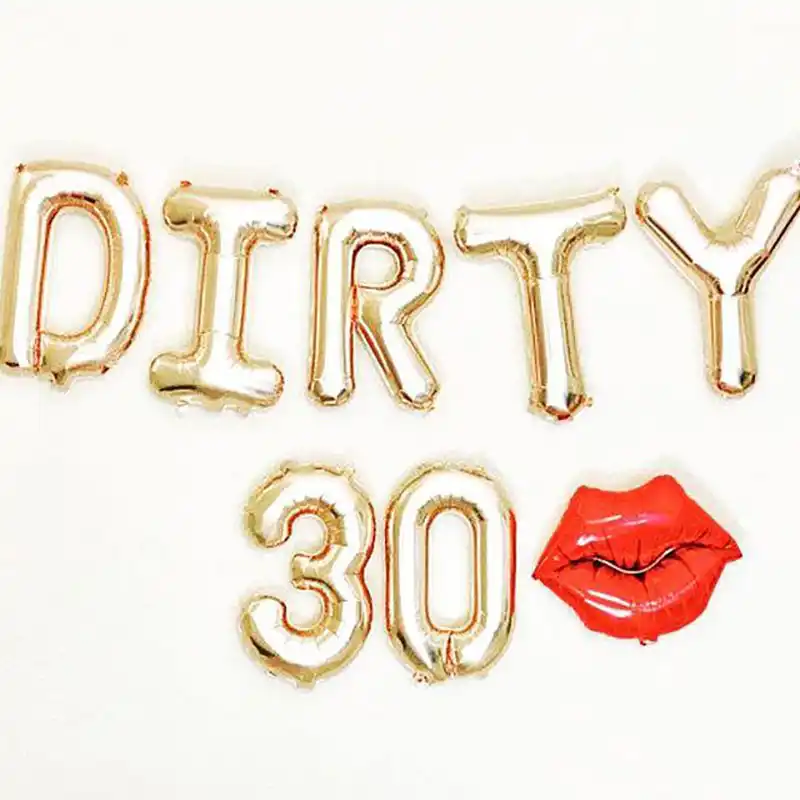 7pcs Lot Rose Gold Dirty 30 Thirty 30th Birthday Party Decoration