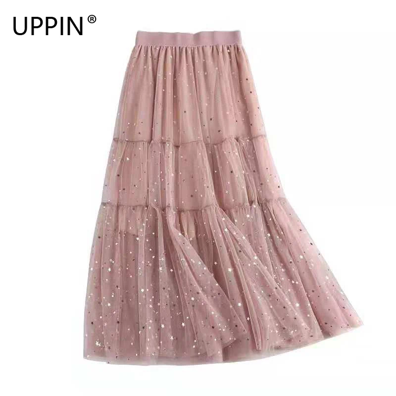 UPPIN 3 Layers Sweet Midi Tulle Skirt Stars Sequin Pleated Skirts Womens Long Femme 2019 Spring Summer Jupe Falda Tul Plisada
UPPIN 3 Layers Sweet Midi Tulle Skirt Stars Sequin Pleated Skirts Womens Long Femme 2019 Spring Summer Jupe Falda Tul Plisada