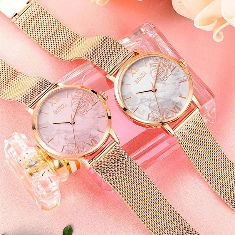 Fashion Flower Marble Watch Women Dress Watches relogio feminino 2019 Luxury Brand Ladies Rose Gold Mesh Steel Quartz Wristwatch
Fashion Flower Marble Watch Women Dress Watches relogio feminino 2019 Luxury Brand Ladies Rose Gold Mesh Steel Quartz Wristwatch