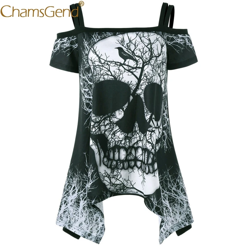 Chamsgend Shirts Women Sexy Off Shoulder Skull Branches Print Summer T Shirt Irregular Black Tops 80404
Chamsgend Shirts Women Sexy Off Shoulder Skull Branches Print Summer T Shirt Irregular Black Tops 80404