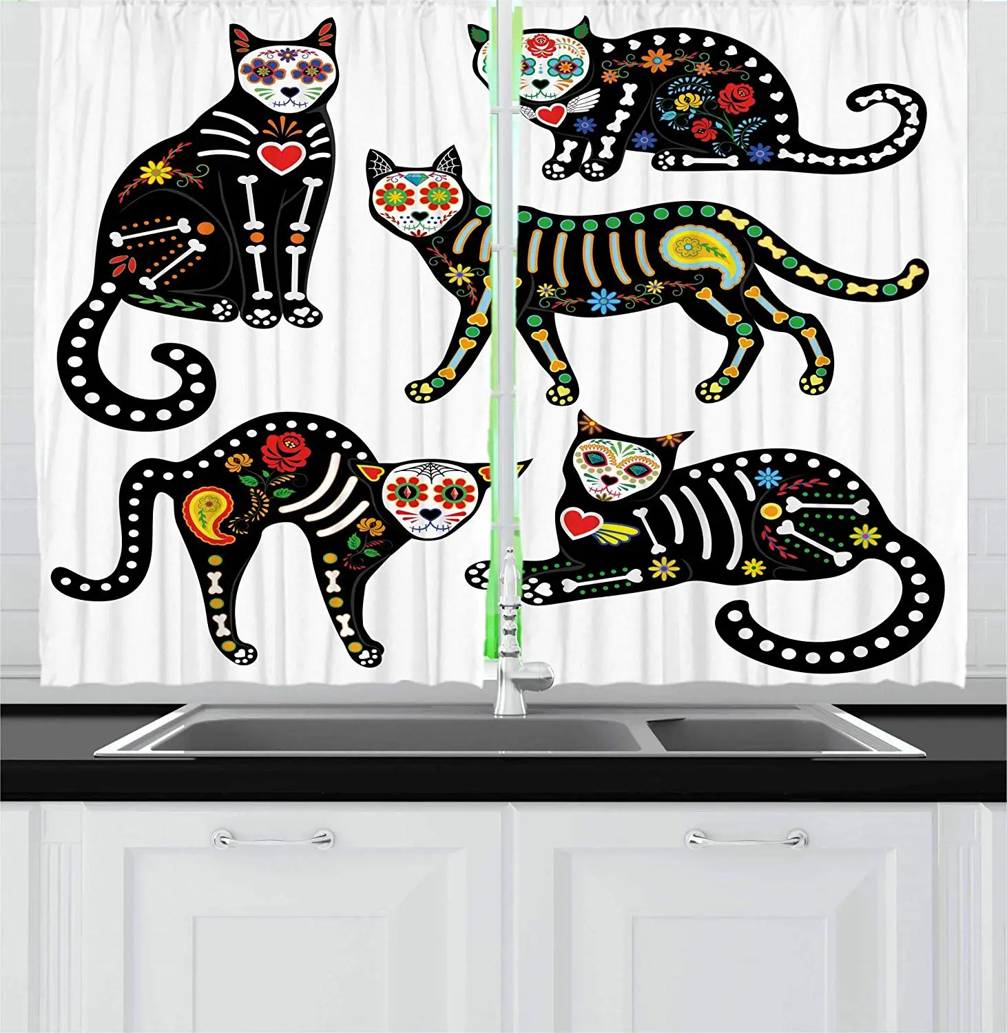 Sugar Skull Decor Curtains Calavera Ornate Black Cats in Mexican Style Holiday The Day of The Dead Window Drapes for Living Room
Sugar Skull Decor Curtains Calavera Ornate Black Cats in Mexican Style Holiday The Day of The Dead Window Drapes for Living Room