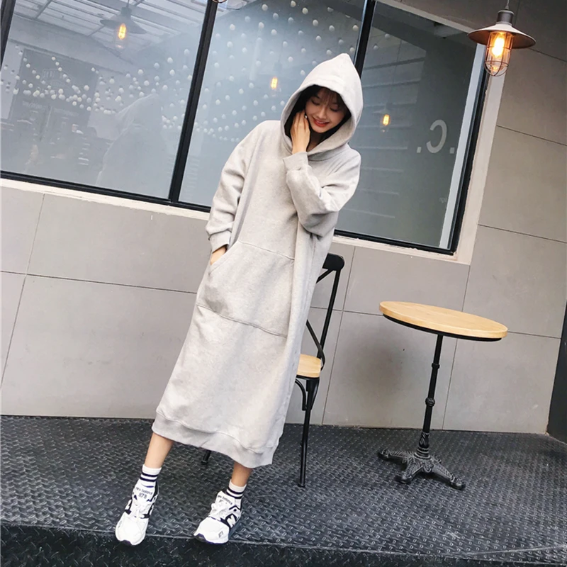 M-4XL 2019 New Fall Winter Women Solid Color Loose hoodies Dresses Girl streetwear Trend Fashion Long Style Hooded Sweatshirts
M-4XL 2019 New Fall Winter Women Solid Color Loose hoodies Dresses Girl streetwear Trend Fashion Long Style Hooded Sweatshirts