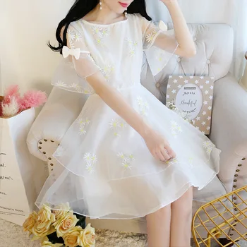 2020 Summer New Arrival Sweet Daisy Flower Embroidery Princess Ball Gown Fairy Bow-knot Flare Short Sleeve White Mini Dress
2020 Summer New Arrival Sweet Daisy Flower Embroidery Princess Ball Gown Fairy Bow-knot Flare Short Sleeve White Mini Dress