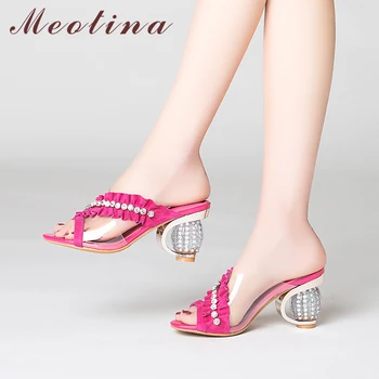 Meotina Summer Shoes Women Slippers Rhinestone Strange Style High Heel Shoes Transparent Peep Toe Slides Ladies Sandals Green 39
Meotina Summer Shoes Women Slippers Rhinestone Strange Style High Heel Shoes Transparent Peep Toe Slides Ladies Sandals Green 39