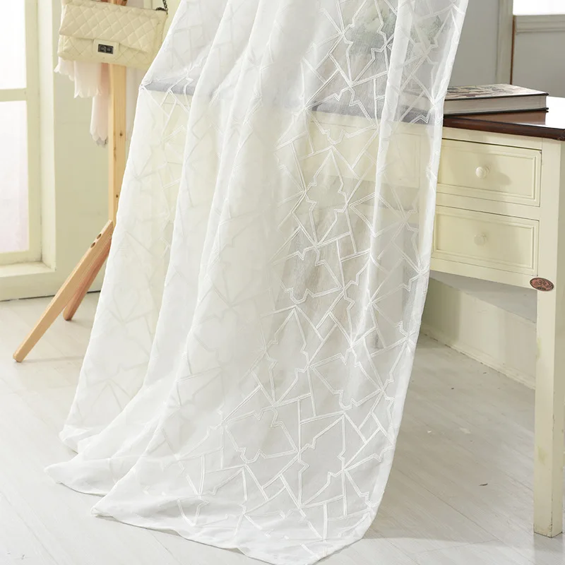 White Embroidered Geometric Voile Curtains for Living Room the Bedroom Sheer Curtain Tulle Window Kitchen Fabric Drapes
White Embroidered Geometric Voile Curtains for Living Room the Bedroom Sheer Curtain Tulle Window Kitchen Fabric Drapes