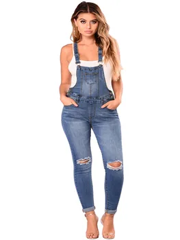 

2019 New Sping Autumn Casual Jumpsuit Women Baggy Denim Jeans Jumpsuits Bib Full Length Pinafore Dungaree Overall Pants Trousers