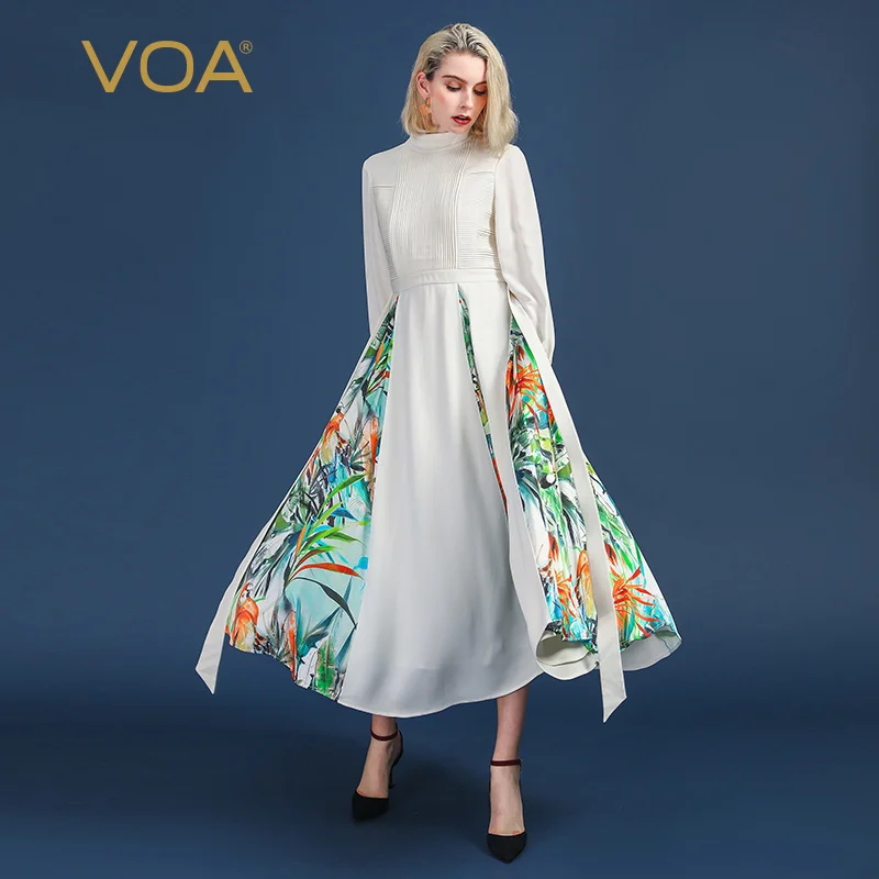 VOA Heavy Silk Pearl Beading Swing Dress Plus Size 5XL White Women Party Lantern Long Sleeve Belt Print Slim Tunic Spring A138
VOA Heavy Silk Pearl Beading Swing Dress Plus Size 5XL White Women Party Lantern Long Sleeve Belt Print Slim Tunic Spring A138