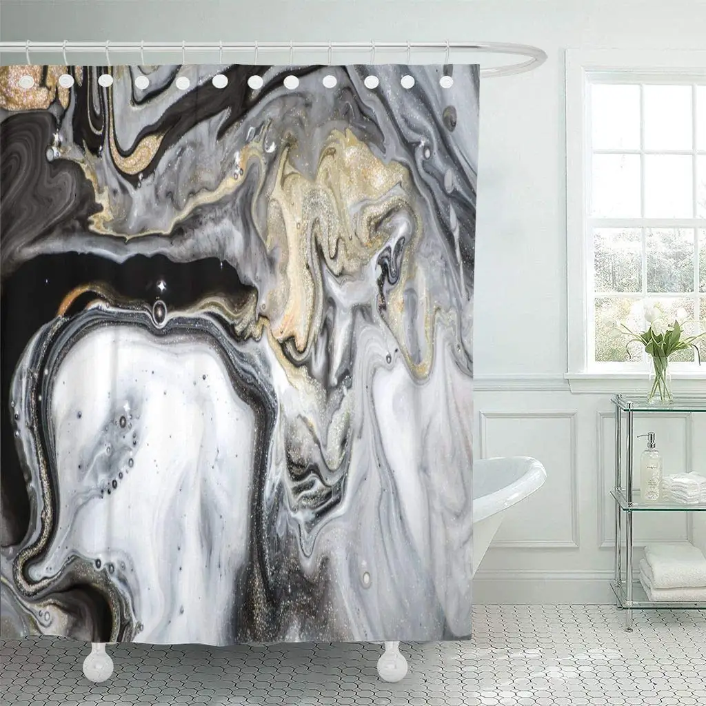 Fabric Shower Curtain Hooks Watercolor Abstract Modern Marble Effect Painting Golden Paint Unusual Trendy Asia
Fabric Shower Curtain Hooks Watercolor Abstract Modern Marble Effect Painting Golden Paint Unusual Trendy Asia