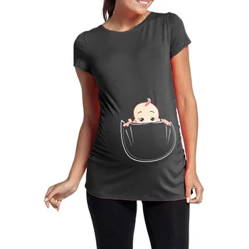 Women's Maternity Baby in Pocket Print T-Shirt Top Tee T-shirt Pregnancy Clothes Ropa Premama Embarazadas Pregnant Clothes
Women's Maternity Baby in Pocket Print T-Shirt Top Tee T-shirt Pregnancy Clothes Ropa Premama Embarazadas Pregnant Clothes