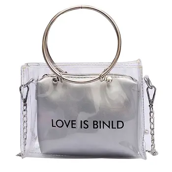 Fashion Women Bag Set Transparent Shoulder Bag+Clutch For Teenage Girls Fashion Jelly Crossbody Bag Circle Handle Tote Silver
Fashion Women Bag Set Transparent Shoulder Bag+Clutch For Teenage Girls Fashion Jelly Crossbody Bag Circle Handle Tote Silver