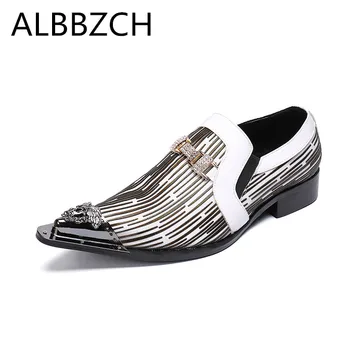 New business dress men shoes luxury metal pointed toe white wedding shoes men genuine leather casual party shoes plus size 37 46
New business dress men shoes luxury metal pointed toe white wedding shoes men genuine leather casual party shoes plus size 37 46