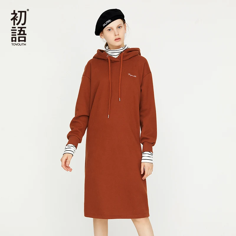 Toyouth Long Winter Women Dresses Hooded Loose Casual Sweatshirts Dress Long Sleeve Straight Thick Dresses Embroidery New Dress
Toyouth Long Winter Women Dresses Hooded Loose Casual Sweatshirts Dress Long Sleeve Straight Thick Dresses Embroidery New Dress