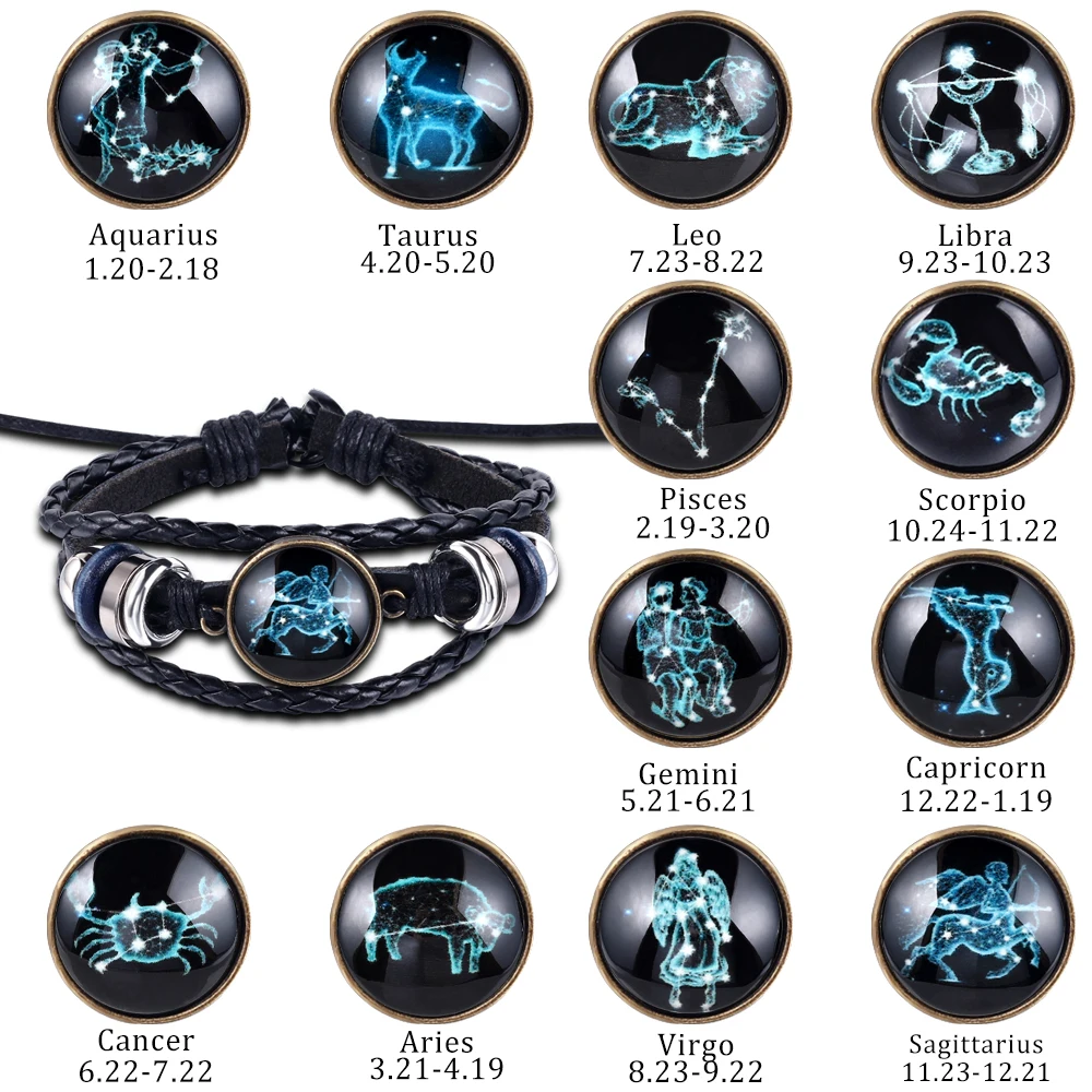 2018 liujun brand jewelry vintage handwork weave 12 constellations leather bracelet charm jewelry DIY beads bracelets for women
2018 liujun brand jewelry vintage handwork weave 12 constellations leather bracelet charm jewelry DIY beads bracelets for women
