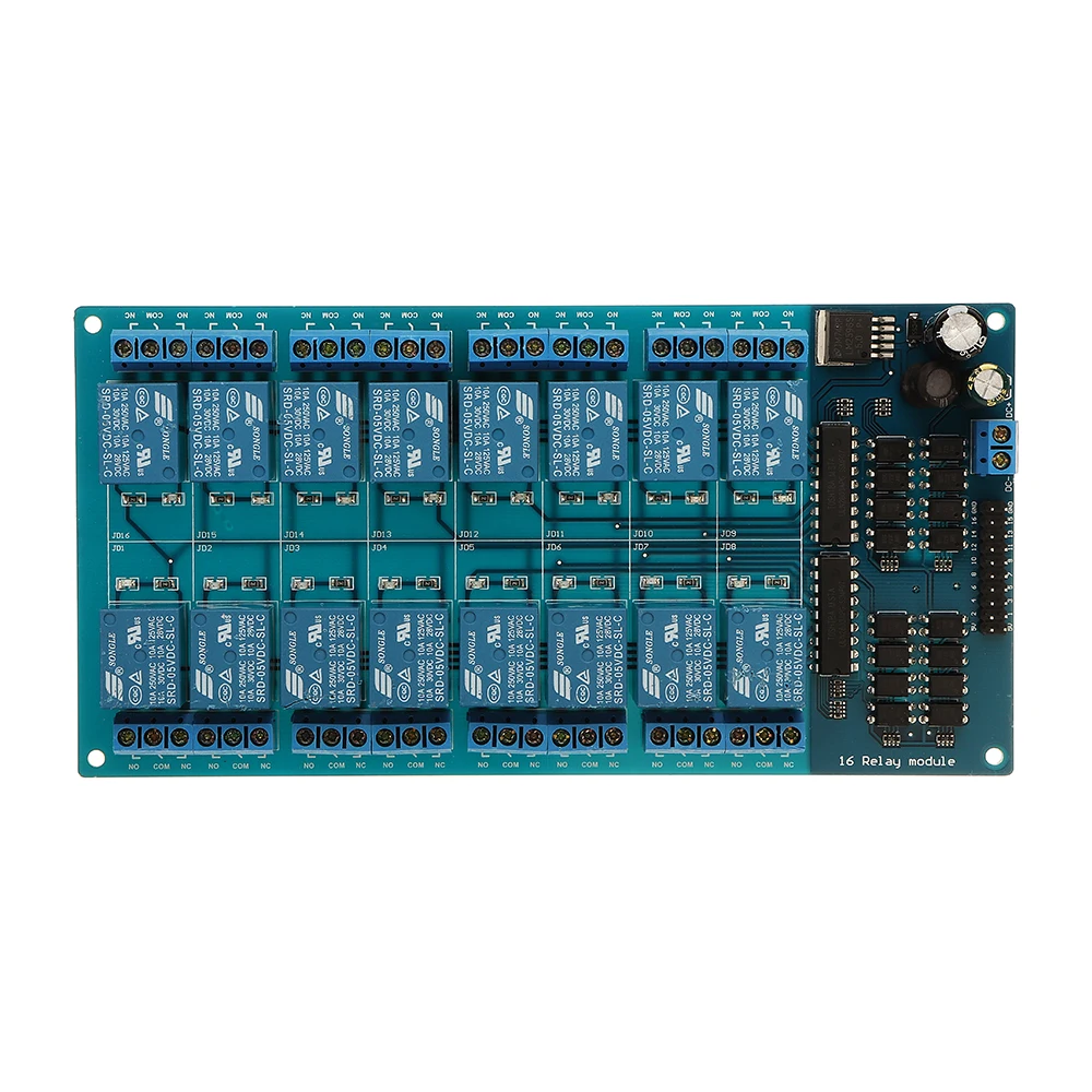 16-Channel 5V Relay Microcontroller Shield Module With Optocoupler LM2576 Power Supply For Arduino Power Supply
16-Channel 5V Relay Microcontroller Shield Module With Optocoupler LM2576 Power Supply For Arduino Power Supply